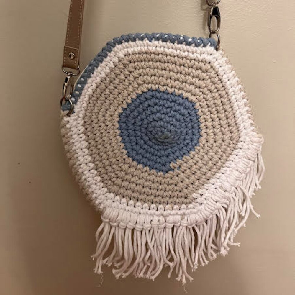A&A Crochet Evil Eye Bag – Boho Handmade Shoulder Bag
